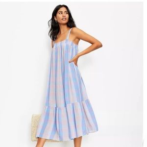 Loft Blue Plaid Sun Dress